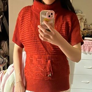 Cozy Red Turtleneck Sweater cashmere/wool blend